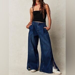 We The Free Dark Blue Button Jeans